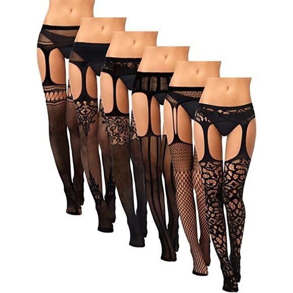 𝅺FISHNET Stockings Garter Mesh Lingerie Bodysuit Body Soft BDSM Bondage Cosplay - Picture 1 of 10
